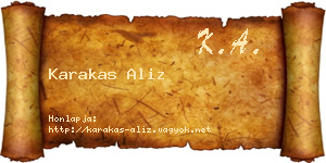 Karakas Aliz névjegykártya